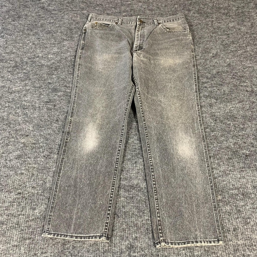 VTG Lee Jeans‎ Mens 36x29 Gray Straight Stone Wash Denim Distressed Faded 90s